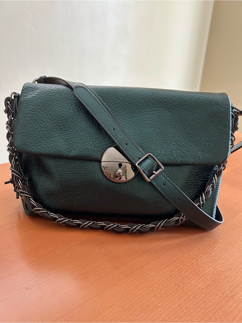 Aimee Kestenberg Metallic Rocco Green Leather Convertible Bag
